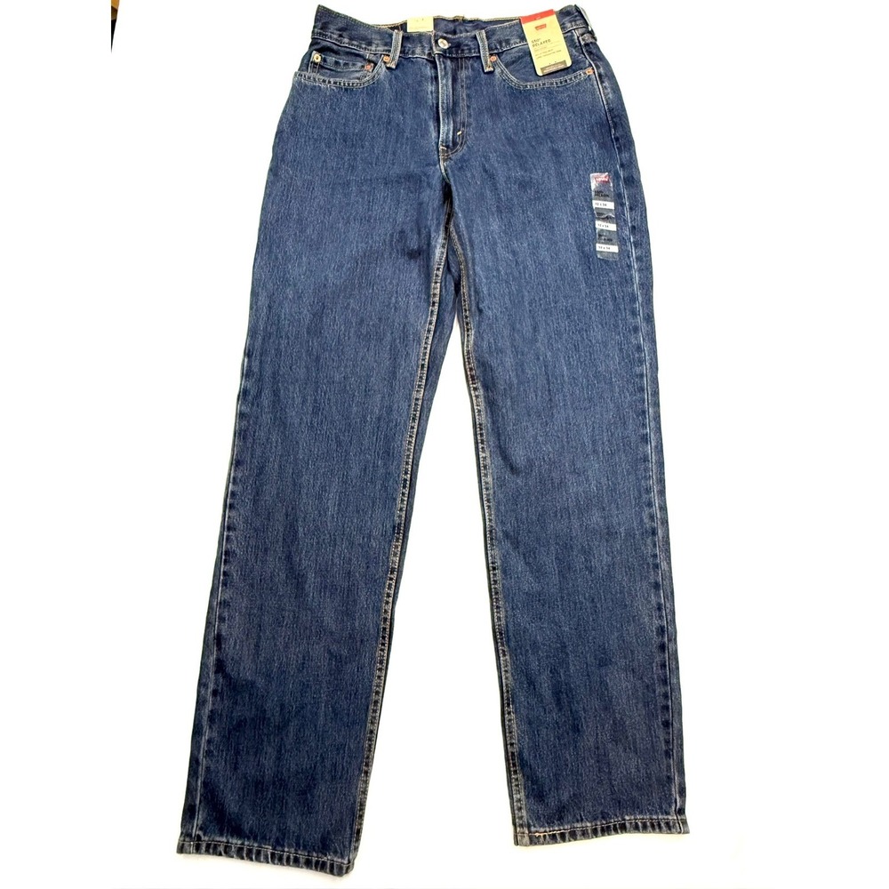 LEVI'S New $70 Mens 32x34 Dark Wash Relaxed Fit Straight Leg Jeans SS6
